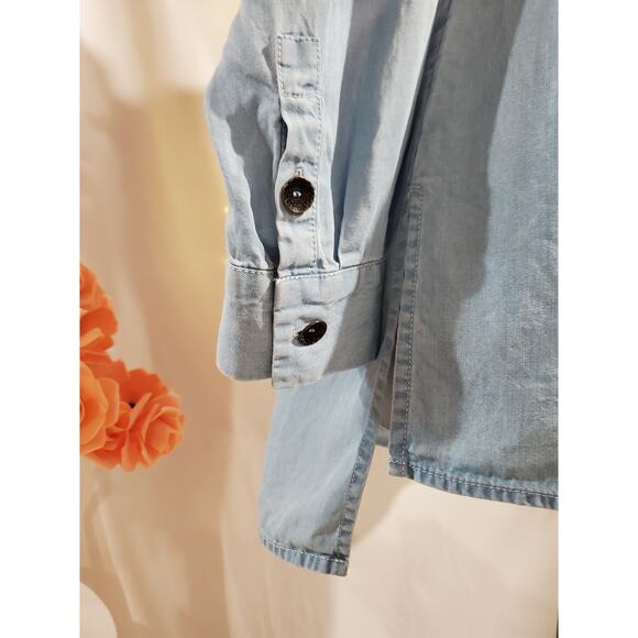 Soft Surroundings Adelaide Chambray Tunic Top Size 1X Light Blue Tencel Lyocell - Picture 6 of 11